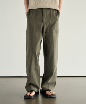 더블 니 패치 카펜터 워크 팬츠 [KHAKI]