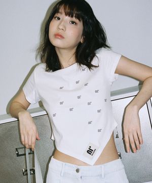 T10.00 Unbalanced Short-sleeved Print T-shirt