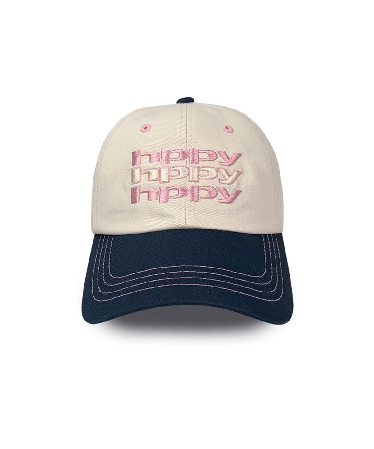에이치피피와이(HPPY) H002 TWO TONE SIGNATURE 3 LOGO BALL CAP - NAVY