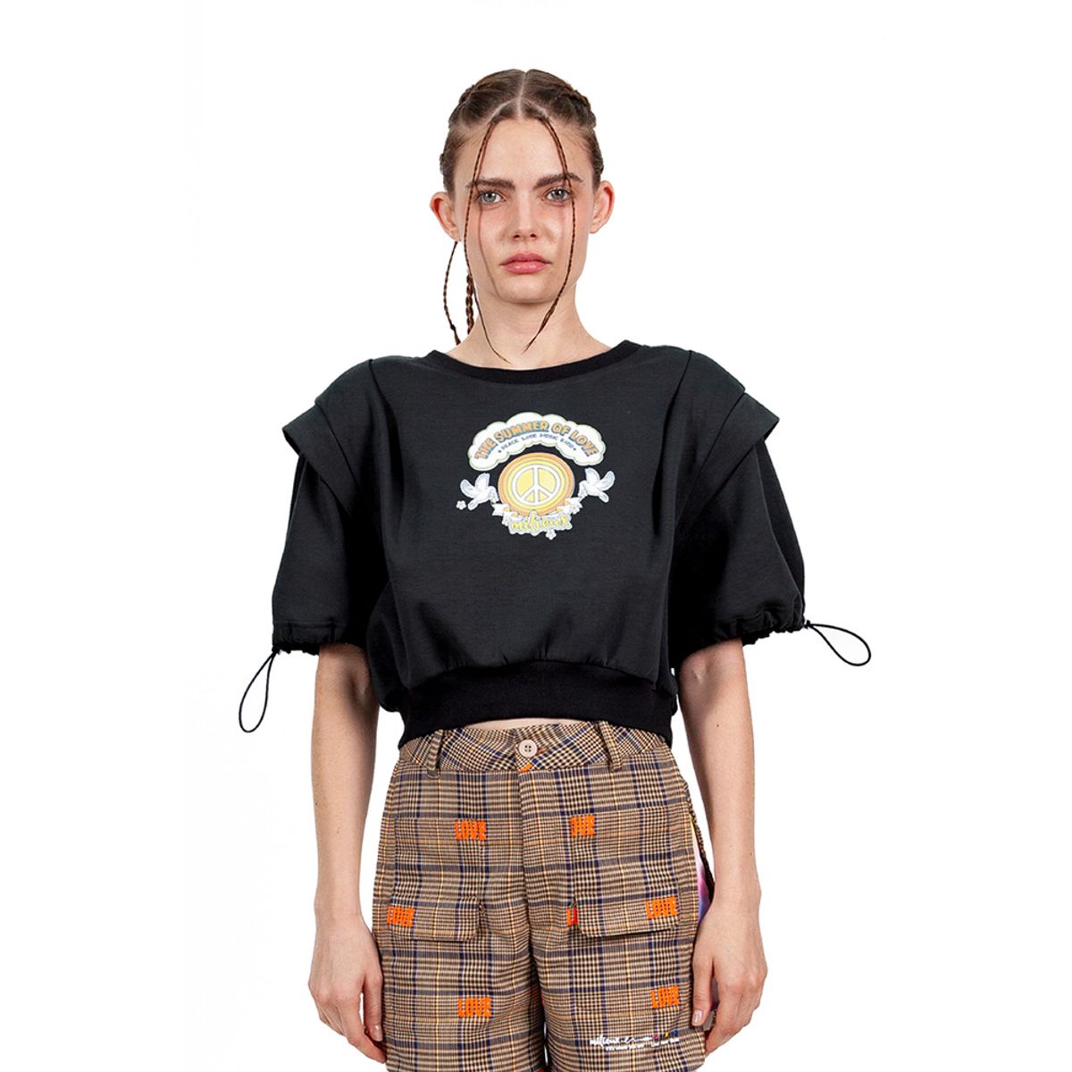 밀리우(MILIEUX) [MXM1FKTPS001BK]Graphic Knit Top Short-Sleeve