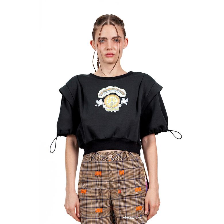 [MXM1FKTPS001BK]Graphic Knit Top Short-Sleeve