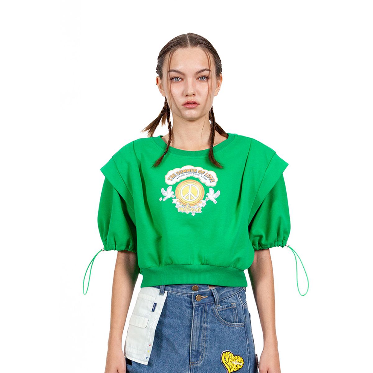 밀리우(MILIEUX) [MXM1FKTPS001GN]Graphic Knit Top Short-Sleeve