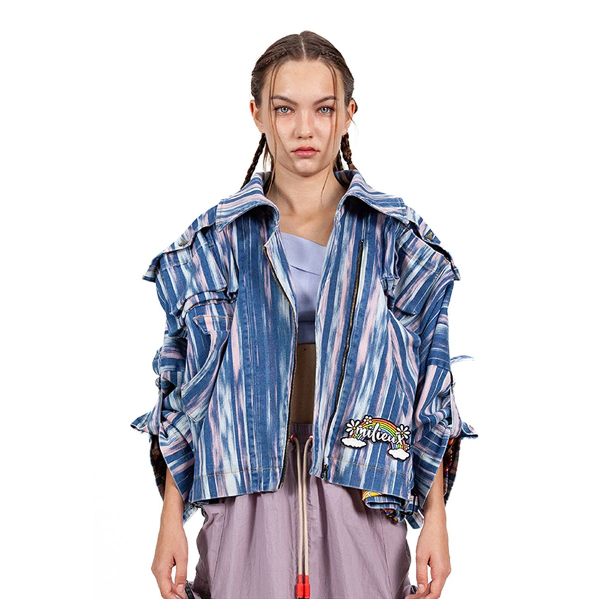밀리우(MILIEUX) [MXM1UDJKL001MT]Draped Denim Jacket Long-Sleeve