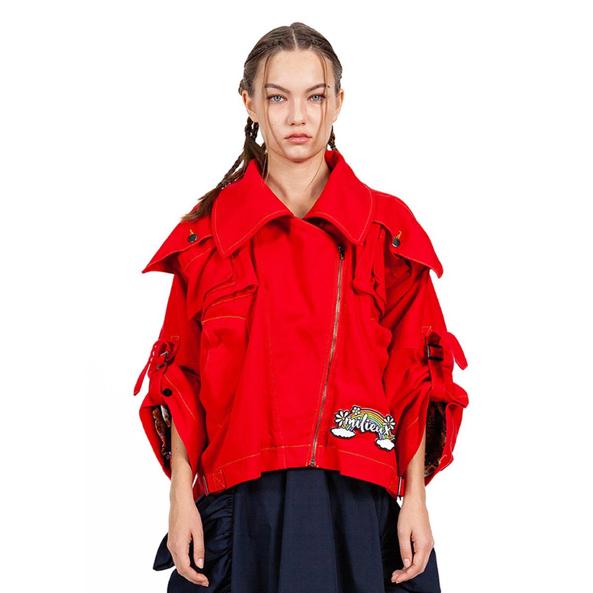 밀리우(MILIEUX) [MXM1UDJKL001RD]Draped Denim Jacket Long-Sleeve