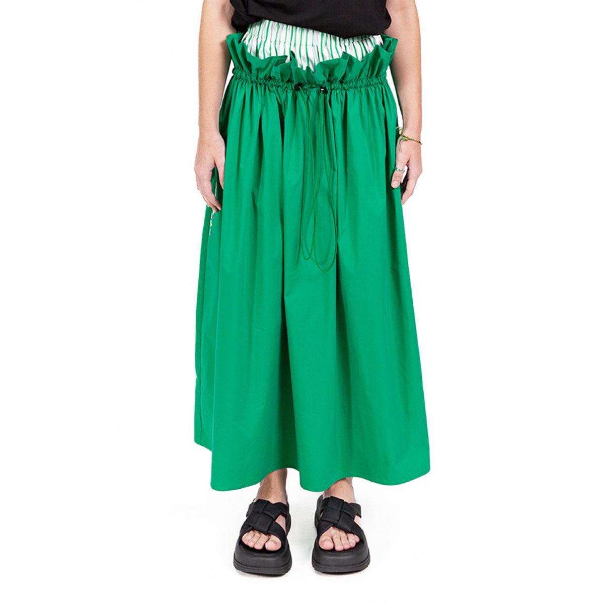 밀리우(MILIEUX) [MXM1FWSKL005GN]Double-Waisted Woven Skirt Long