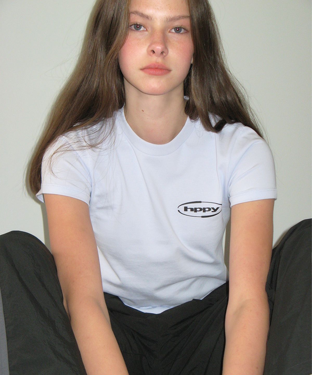 에이치피피와이(HPPY) (WOMEN) NEW LOGO CROP TEE - LIGHT BLUE