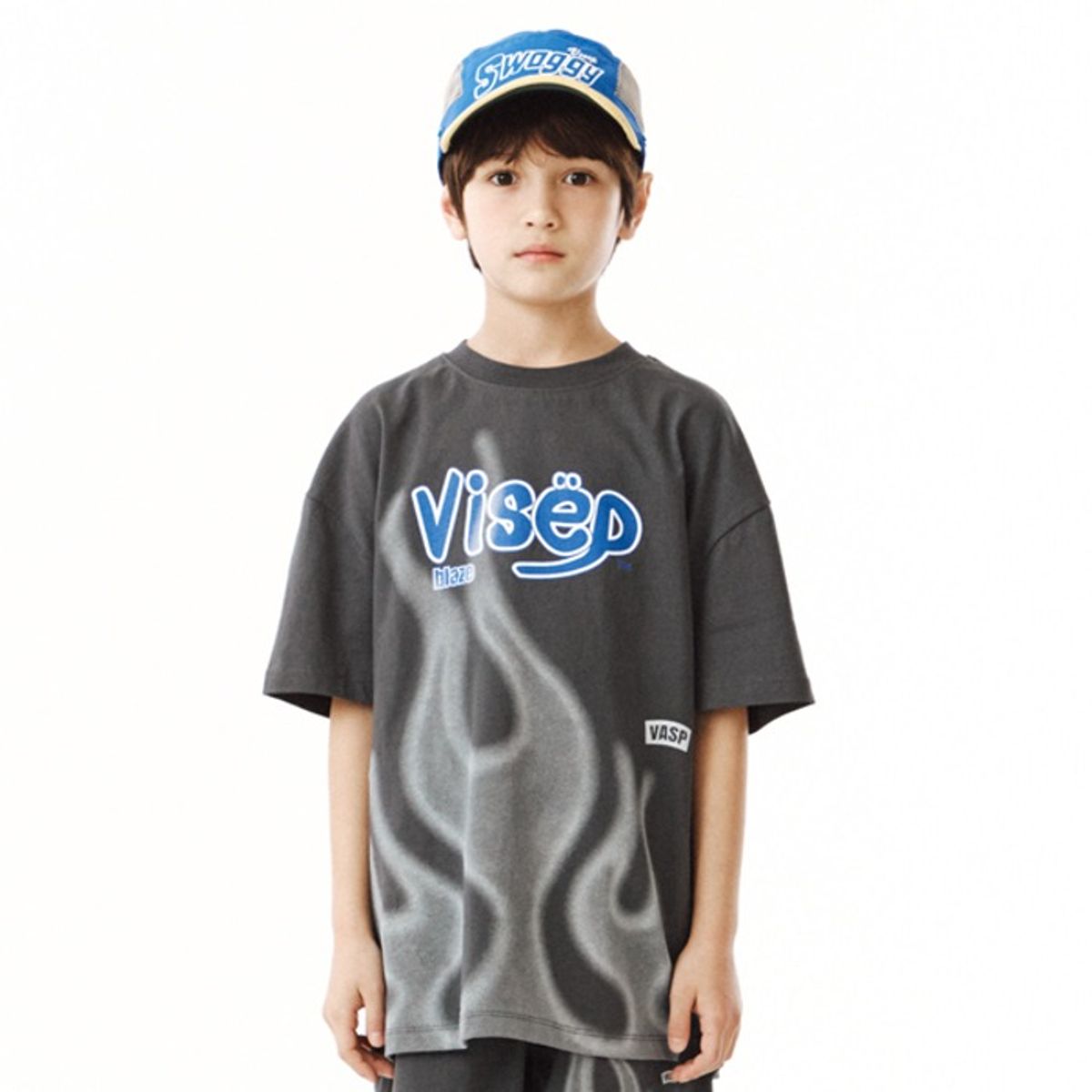비아셉템버(VIASEPTEMBER) 파이어 하프 티셔츠 다크그레이