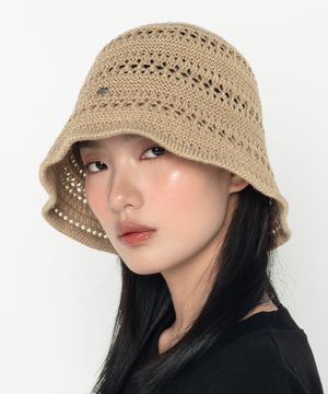로고 썸머 버킷햇 베이지