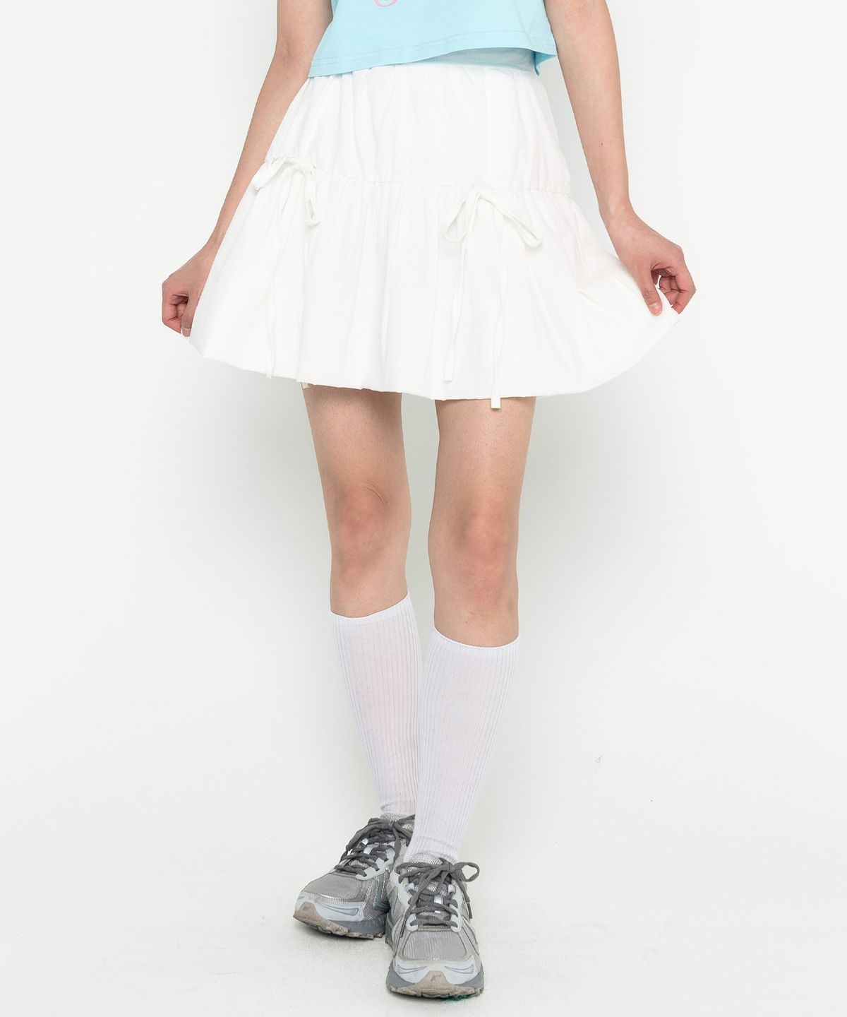 하이스쿨디스코(HIGH SCHOOL DISCO) 리본 포인트 벌룬 스커트 화이트