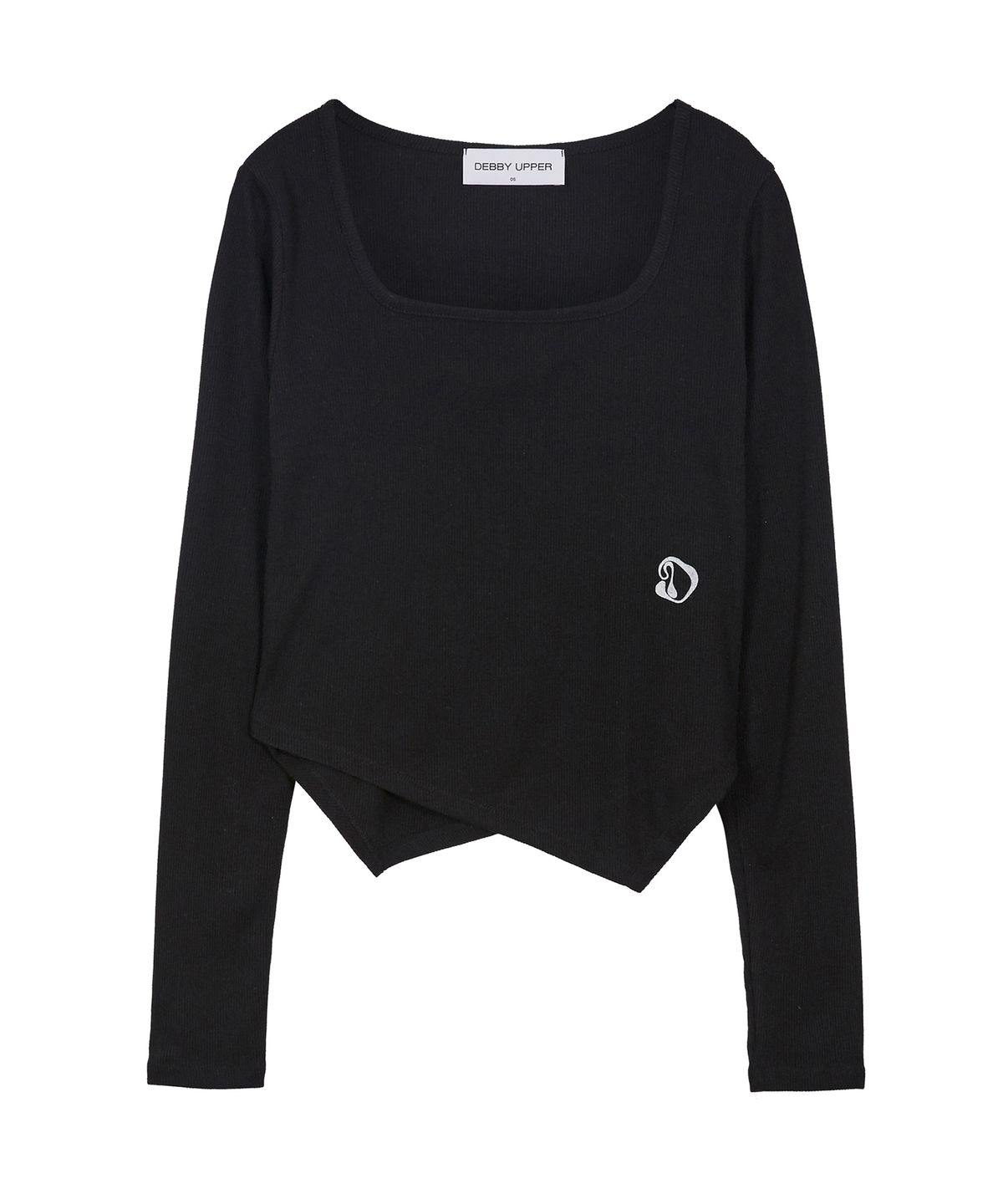 데비어퍼(DEBBY UPPER) LOGO SQUARE NECK T-SHIRT_BLACK