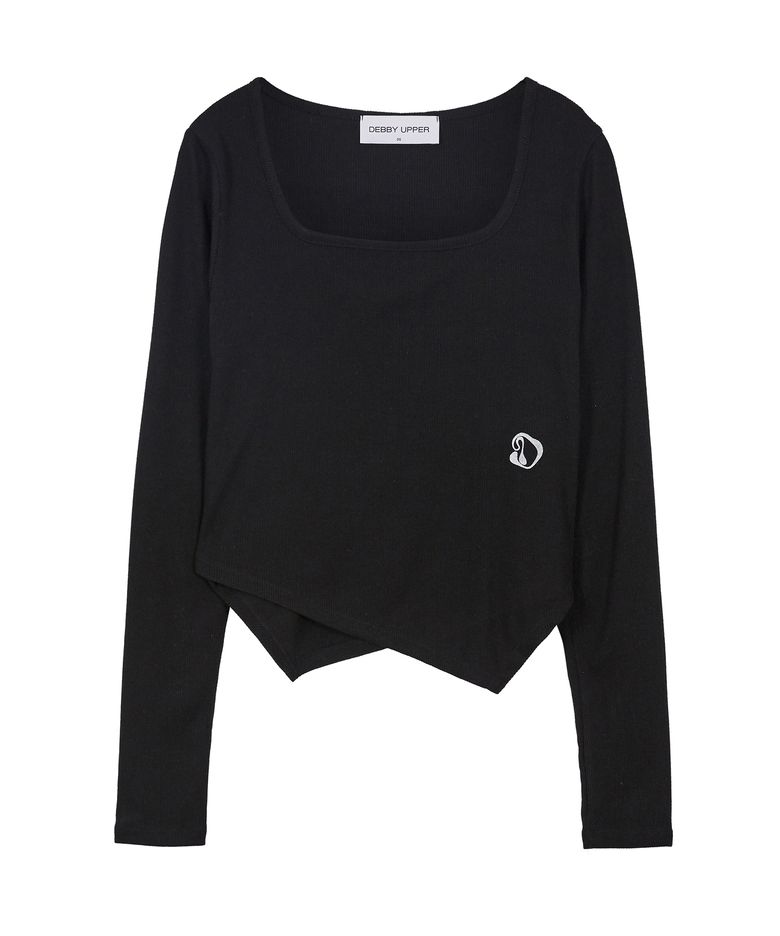 LOGO SQUARE NECK T-SHIRT_BLACK