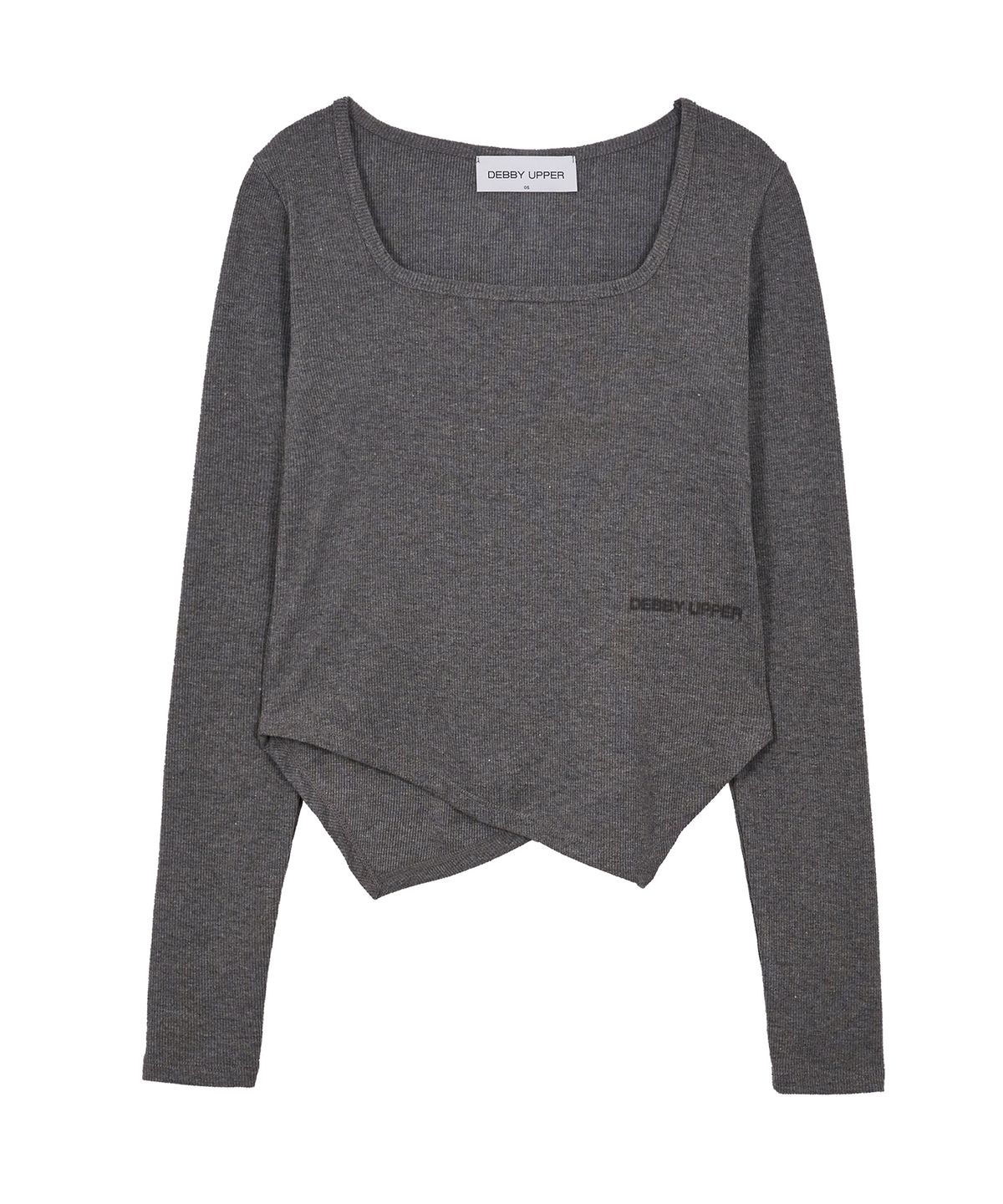 데비어퍼(DEBBY UPPER) LOGO SQUARE NECK T-SHIRT_CHARCOAL