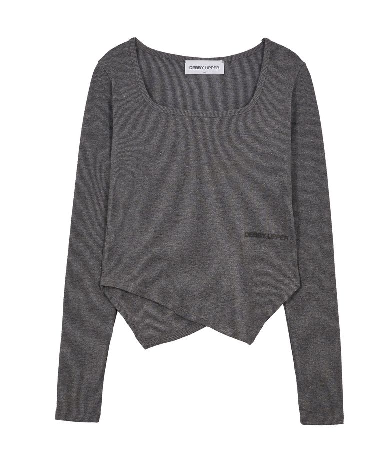 LOGO SQUARE NECK T-SHIRT_CHARCOAL