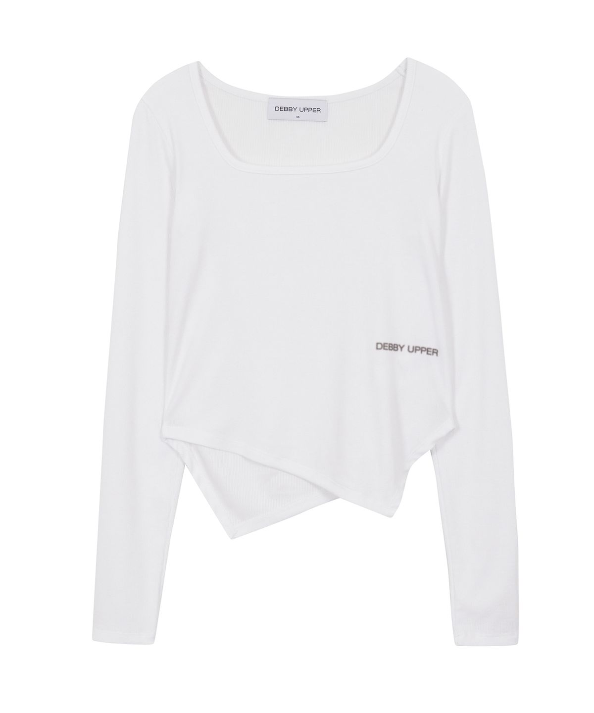 데비어퍼(DEBBY UPPER) LOGO SQUARE NECK T-SHIRT_WHITE