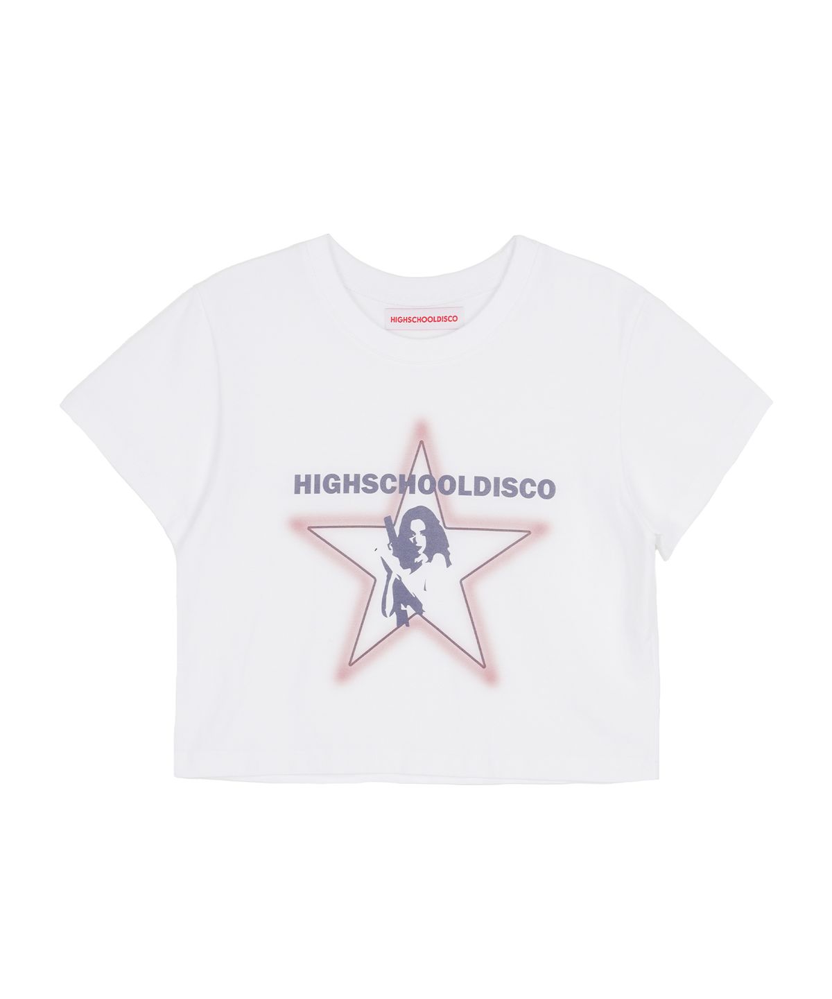 하이스쿨디스코(HIGH SCHOOL DISCO) 브레이브 걸 그래픽 크롭티 화이트