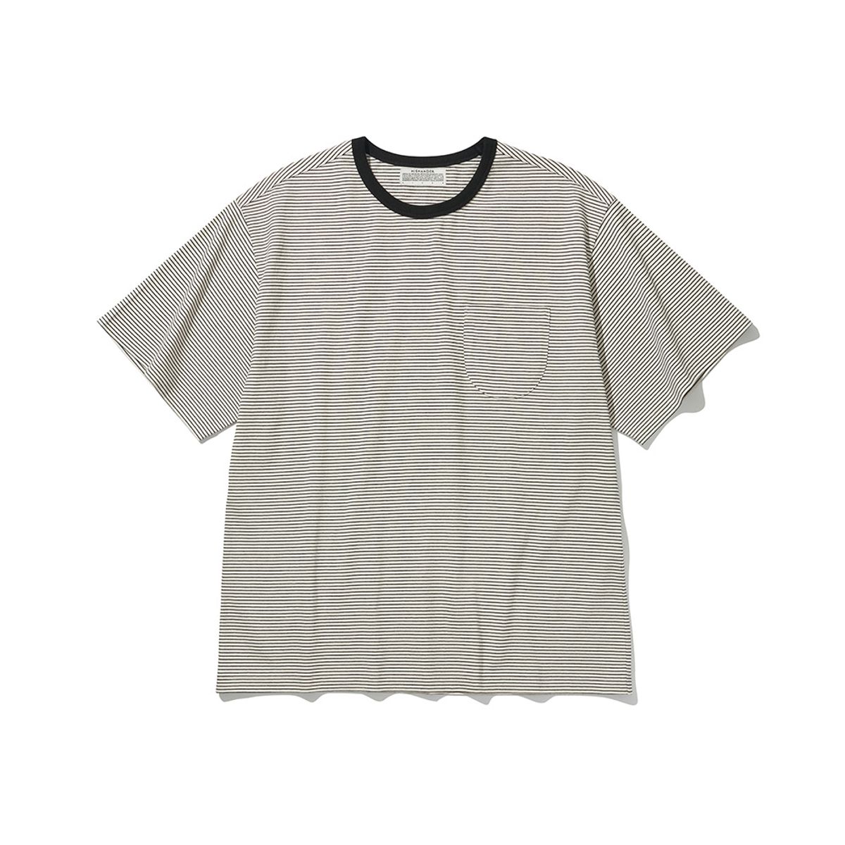 히즈핸더(HISHANDER) ROUND POCKET STRIPE T-SHIRTS [Black]