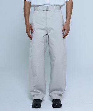 커브드 워시드 코튼 와이드 팬츠 [라이트 그레이]