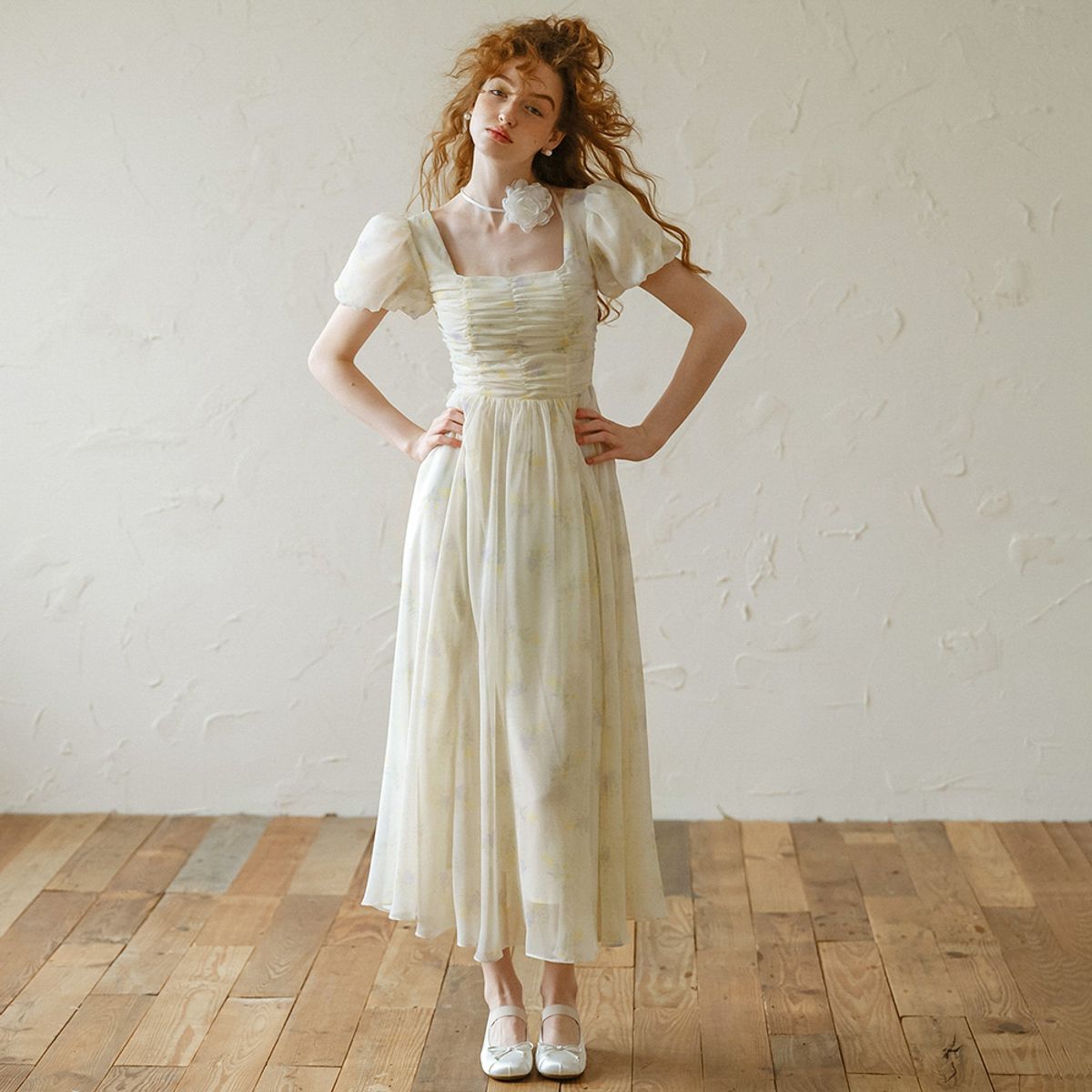 쎄무아듀(CEST MOIDEW) Cest_Princess floral puff sleeve dress