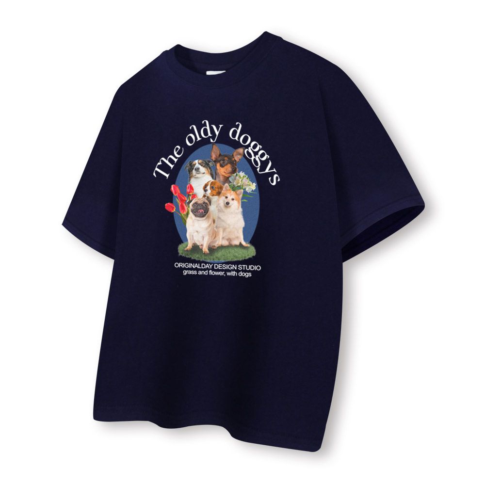 MUSINSA公式 | ORIGINALDAY 犬プリント半袖Tシャツ [ネイビー]