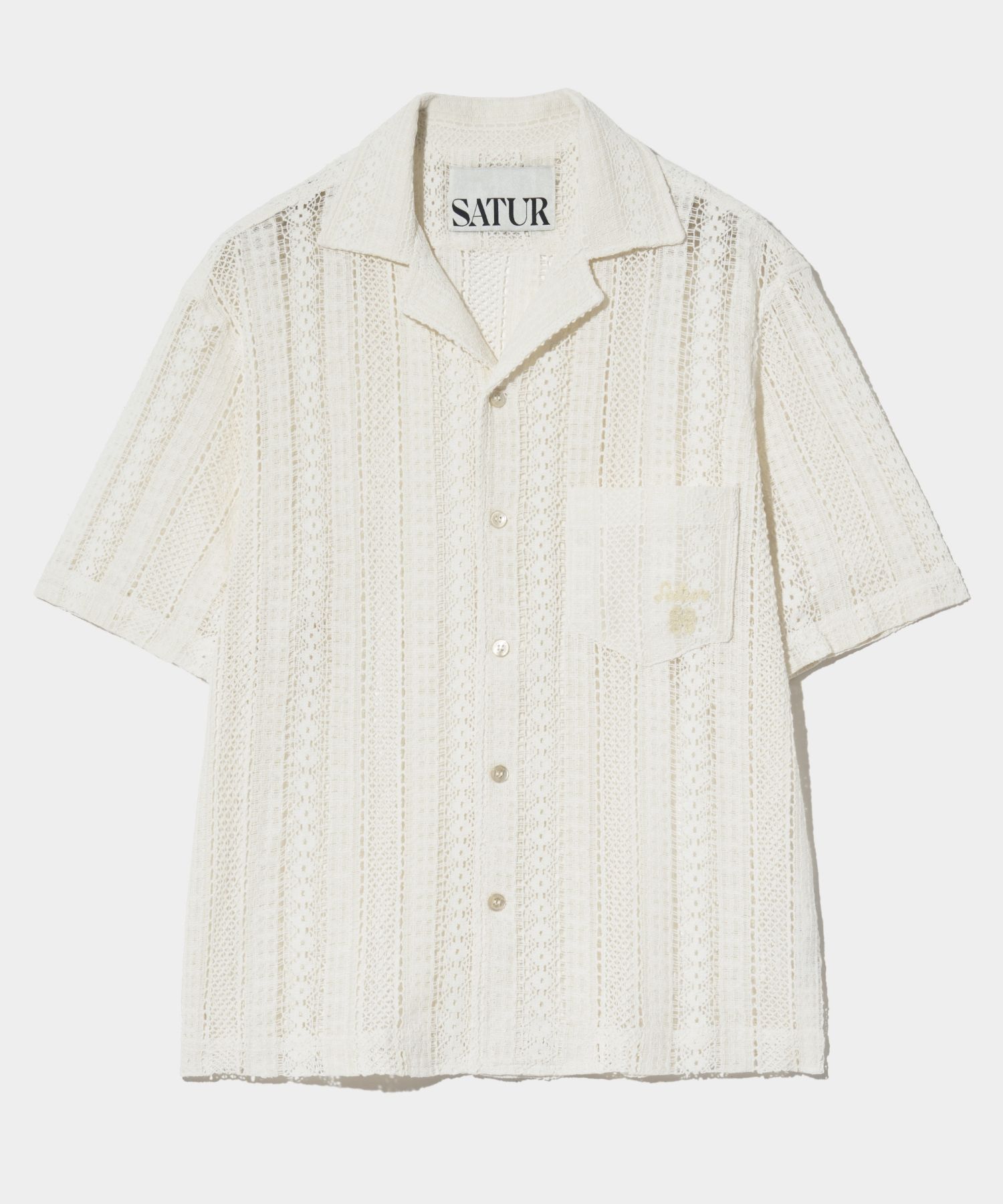 【SATUR】25SS/送料関税込み★Crochet Open Collar Half Shirt★ 25SS]☆SATUR☆Crochet Open Collar Half Shirt☆半袖シャツ