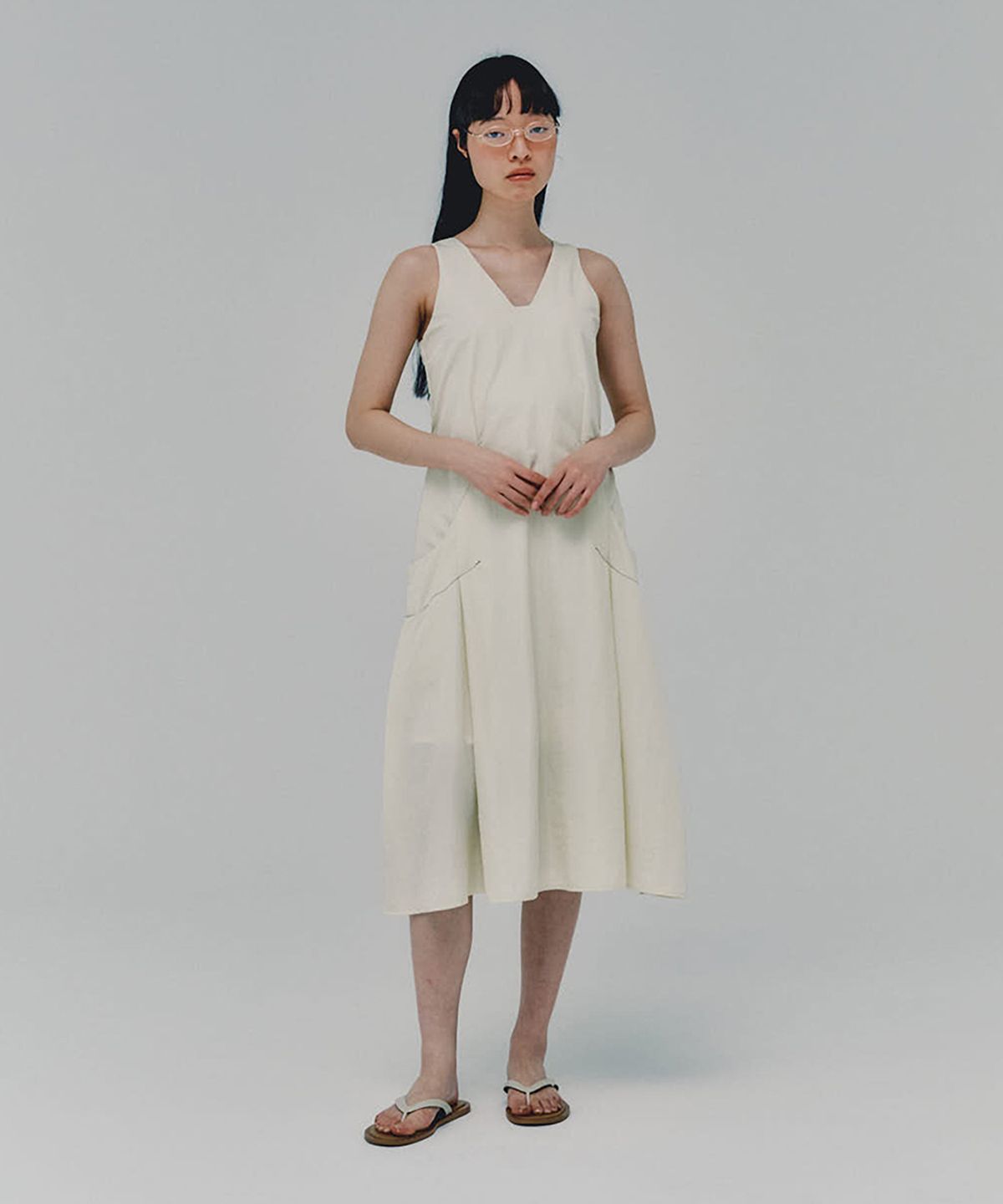 아위(AHWE) Stitched Nylon Dress_CREAM