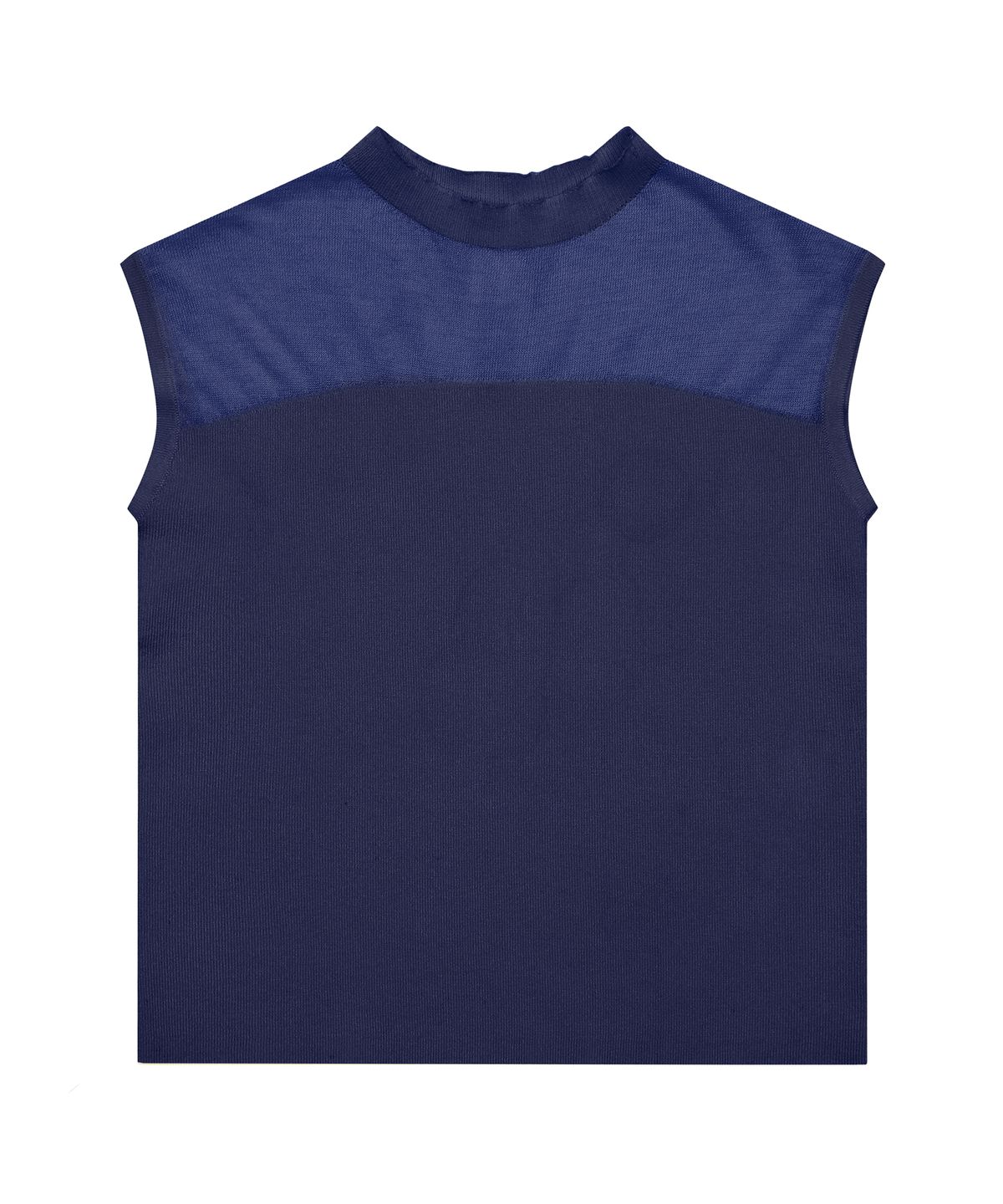 아위(AHWE) Sheer Mock Neck Sweater_NAVY
