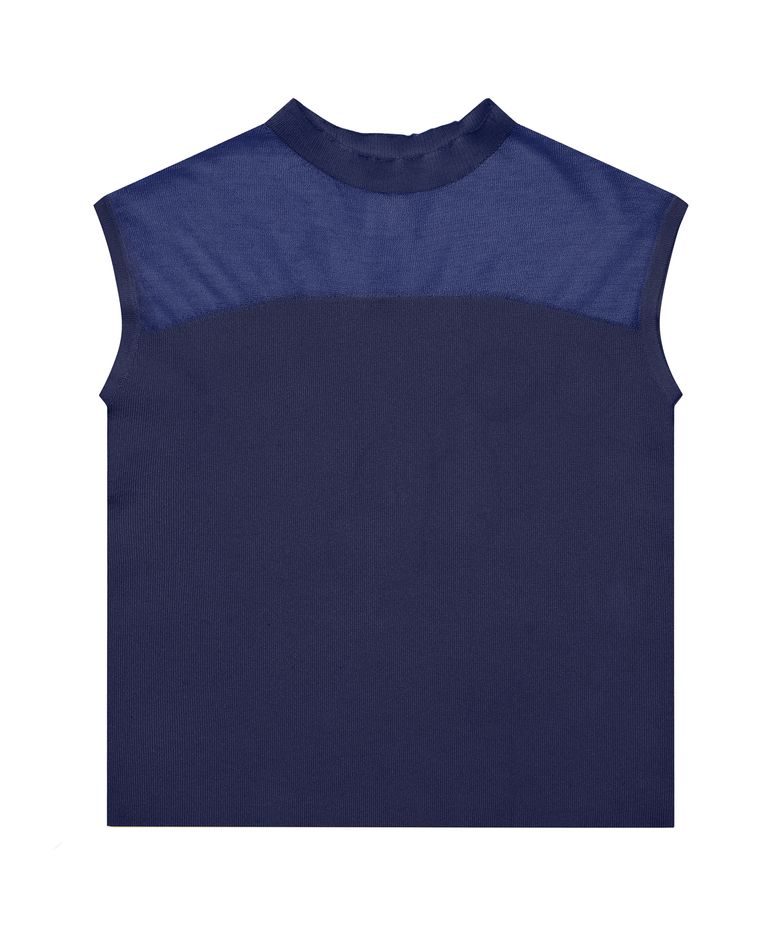 Sheer Mock Neck Sweater_NAVY