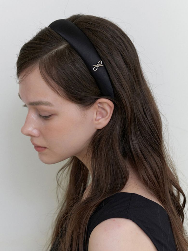 classic ribbon point headband - black