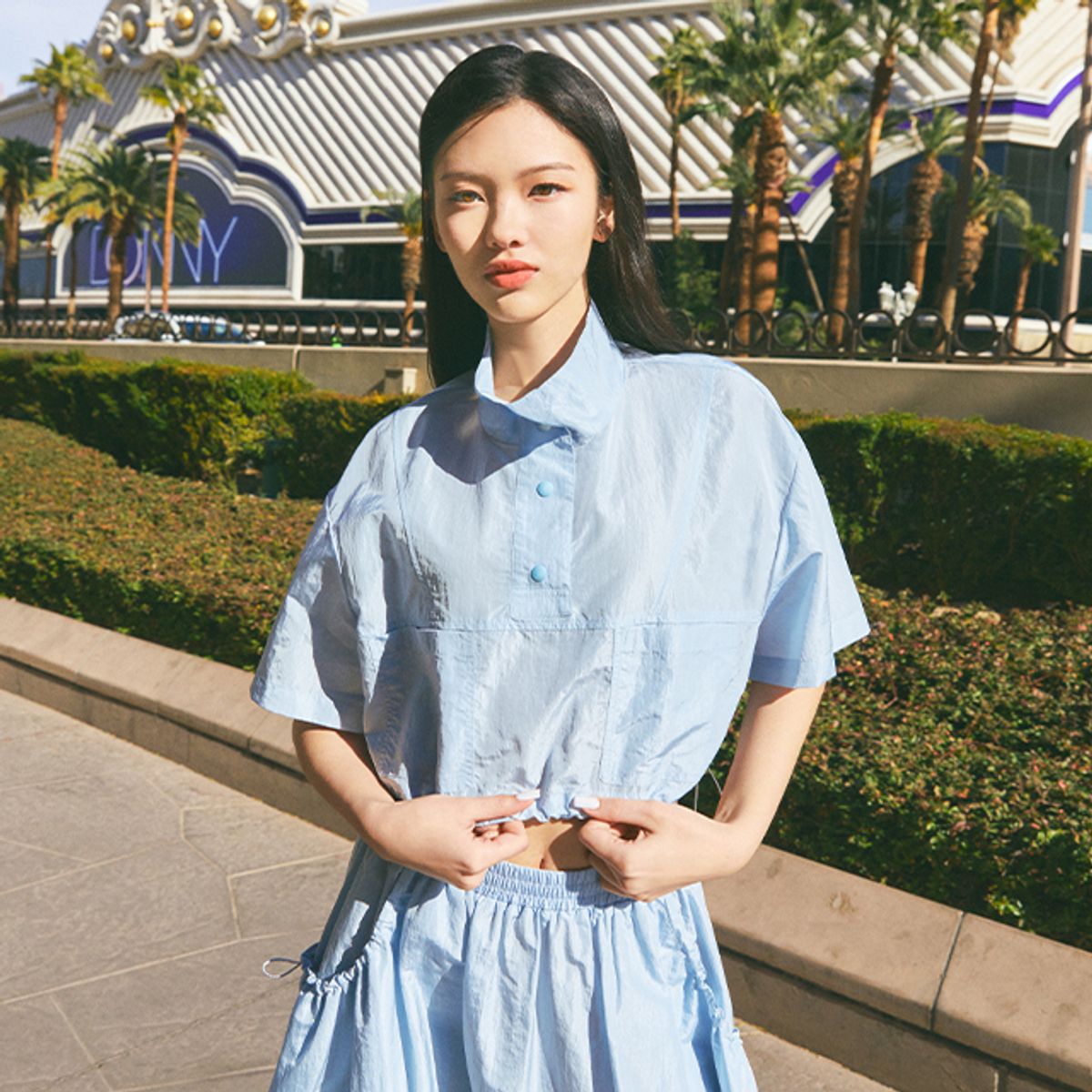 랩(LAP) (SET-상의) 반넥 스트링 반팔 아노락 점퍼 AQ2WZ463
