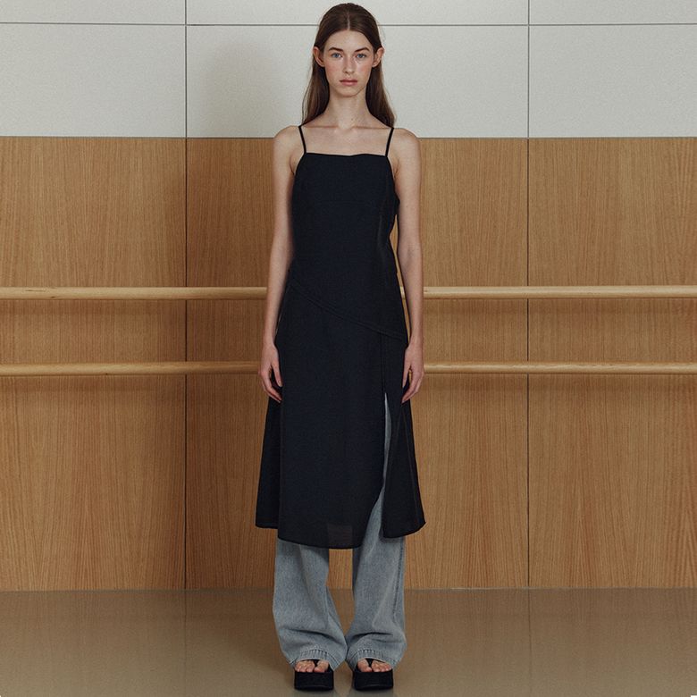 sheer slit layered ops (black)