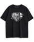 오버핏 크루넥 메탈릭 크롬 하트 로고 반팔 티셔츠 블랙