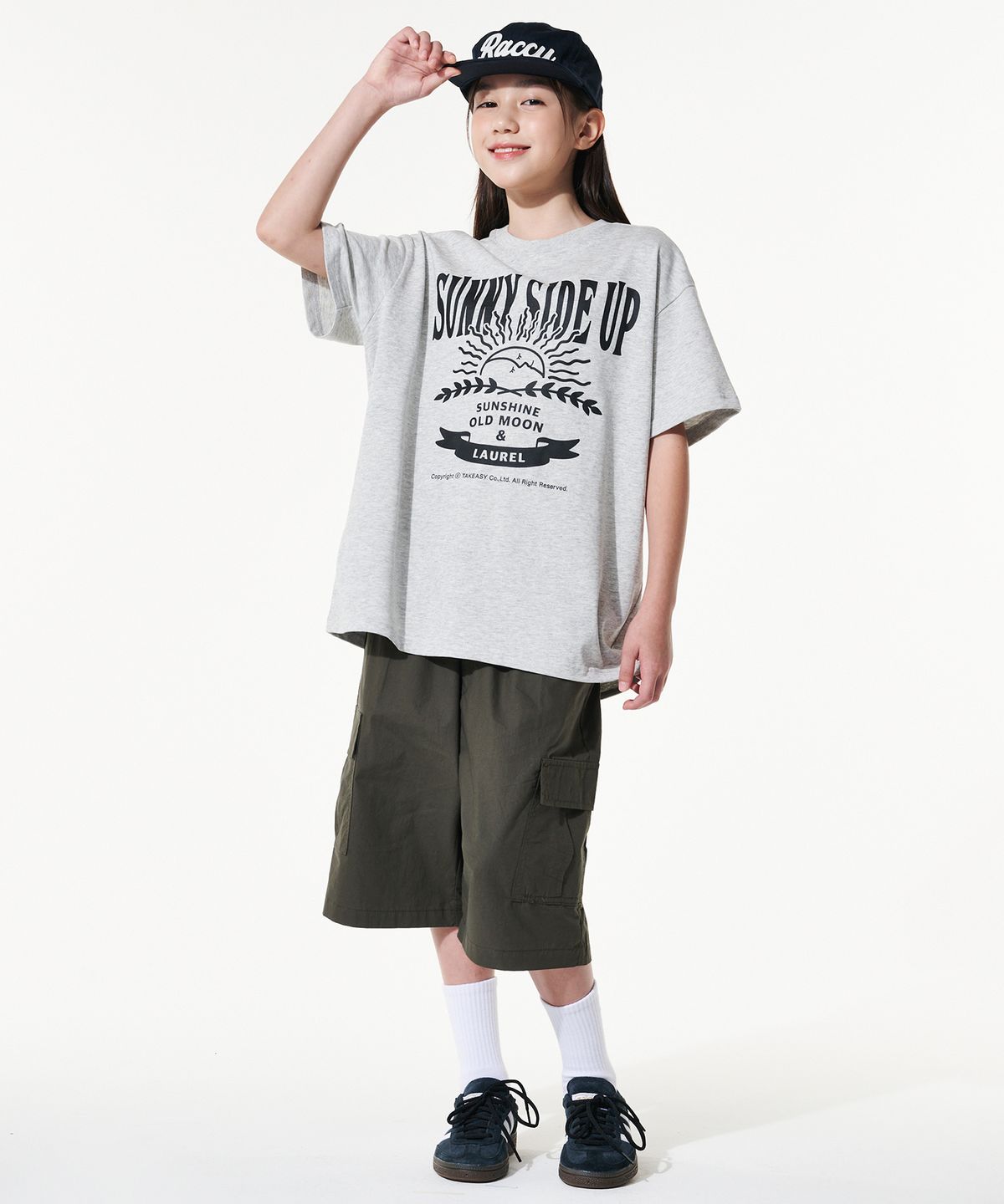 테이크이지 키즈(TAKEASY KIDS) 자이언트핏 카고 하프팬츠(카키)