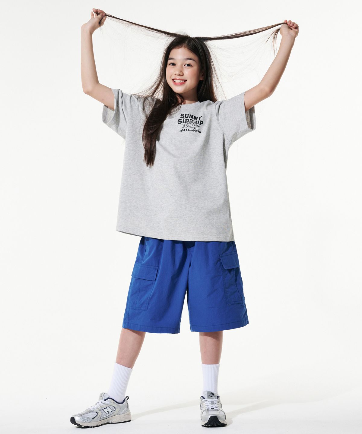 테이크이지 키즈(TAKEASY KIDS) 자이언트핏 카고 하프팬츠(마린블루)