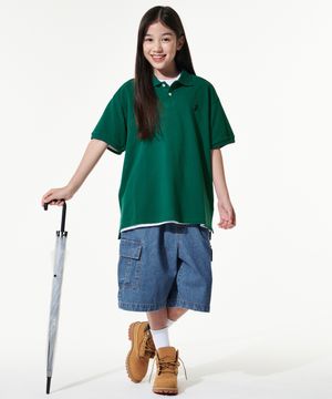 자이언트핏 데님 카고 하프팬츠(인디고블루)