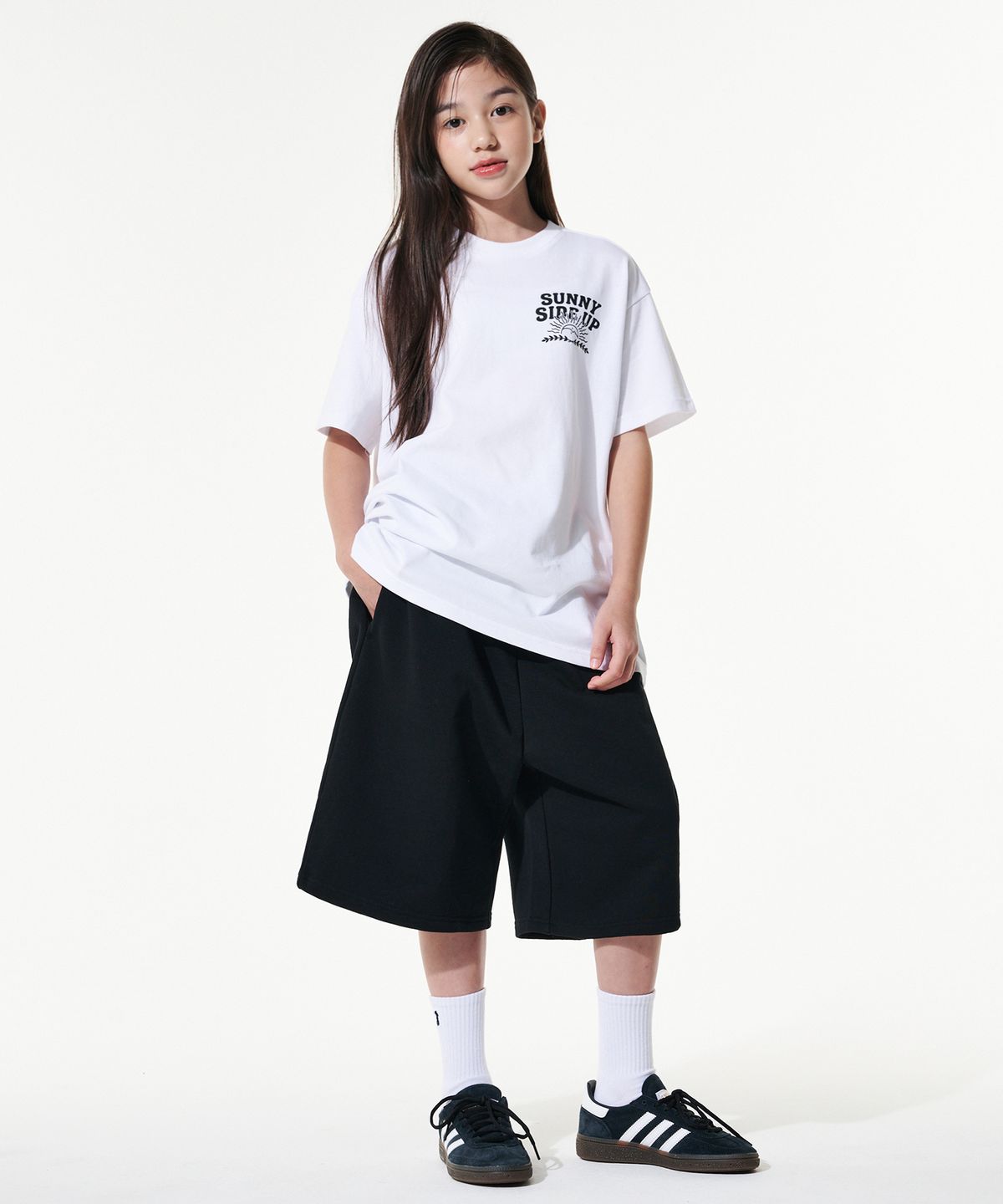 테이크이지 키즈(TAKEASY KIDS) 자이언트핏 스웻 쇼츠(블랙)