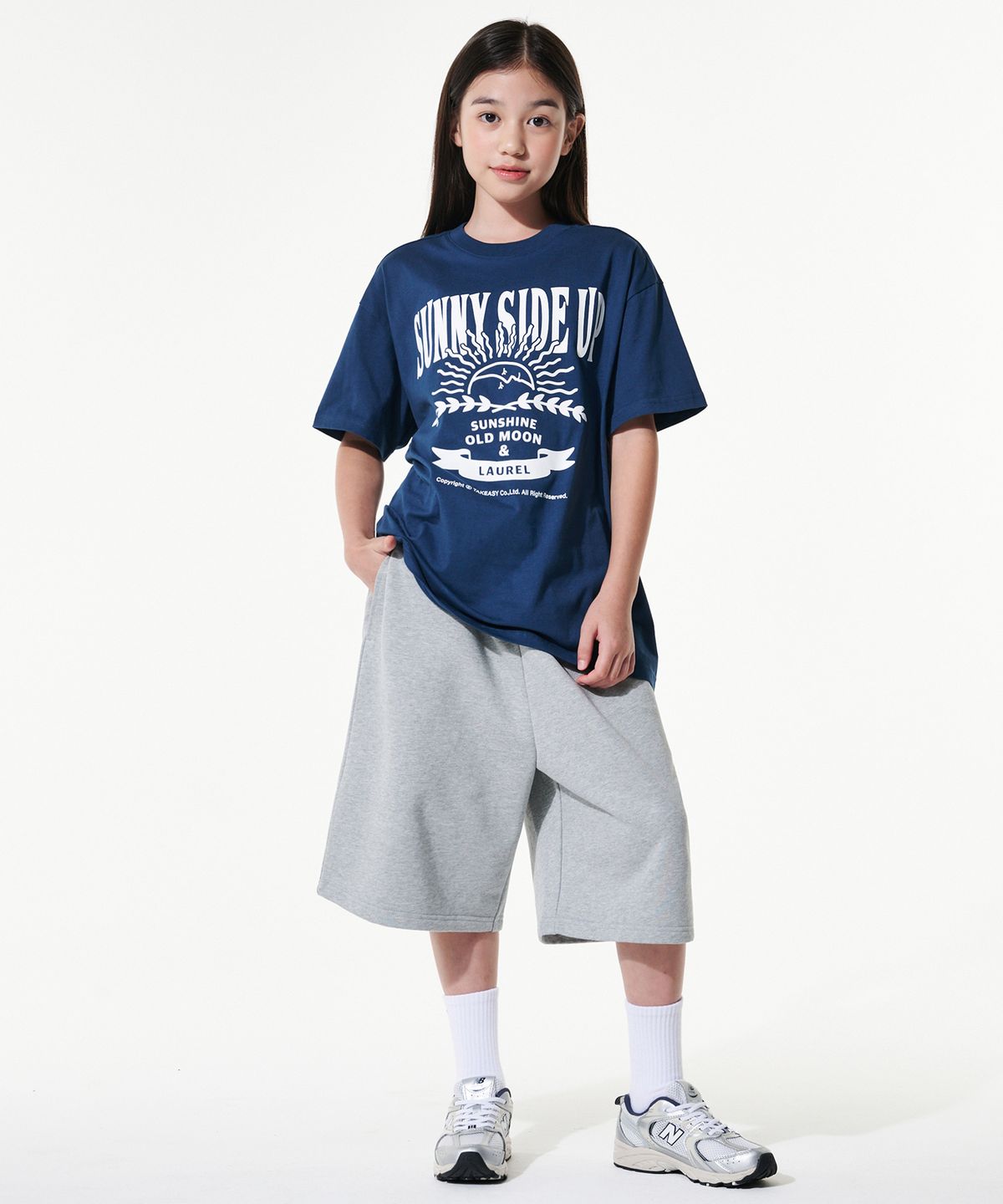 테이크이지 키즈(TAKEASY KIDS) 자이언트핏 스웻 쇼츠(멜란지그레이)