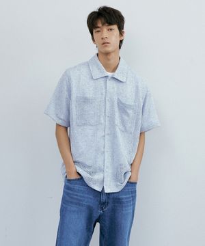 Needle crochet 1/2 shirt (blue bokashi)