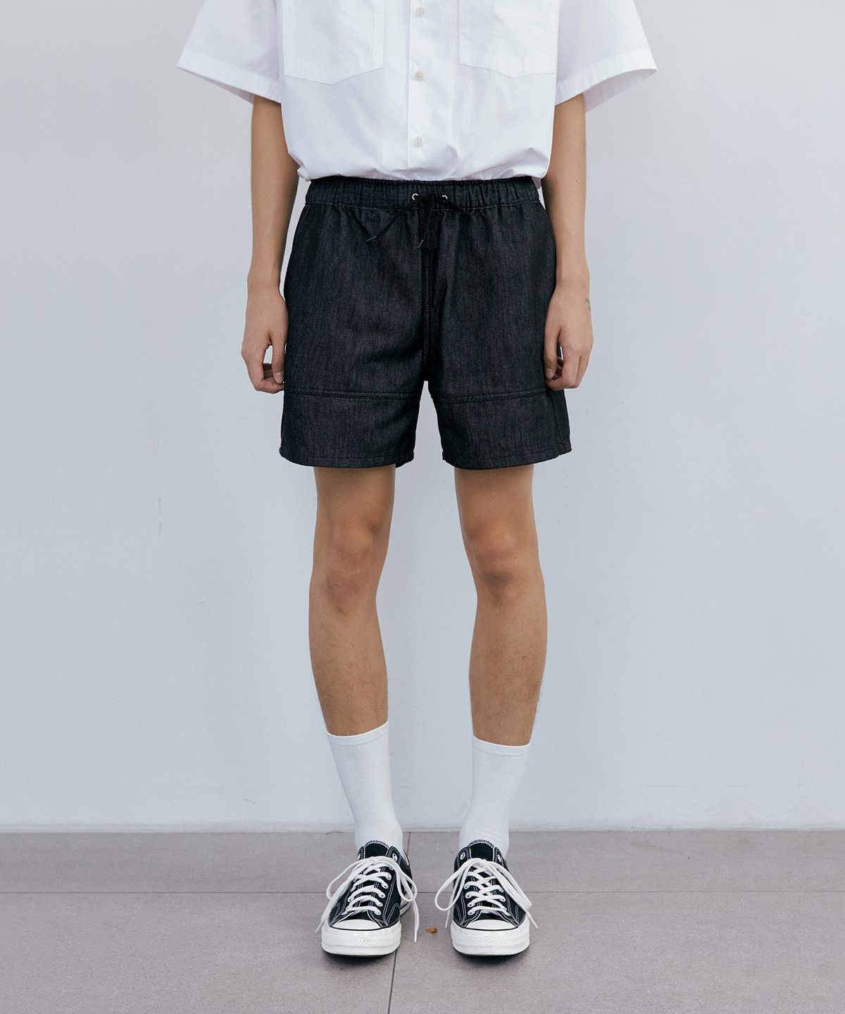 엔도어(ENDOOR) Cut washed denim shorts (black)