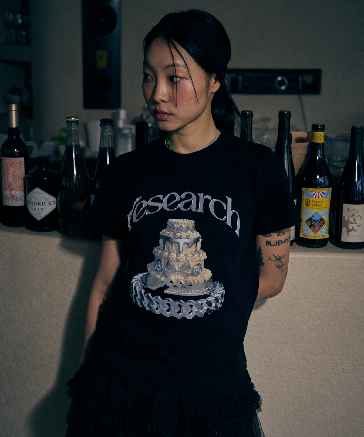 에프디알(FDR) Silver Layering Cake Short Sleeve Black