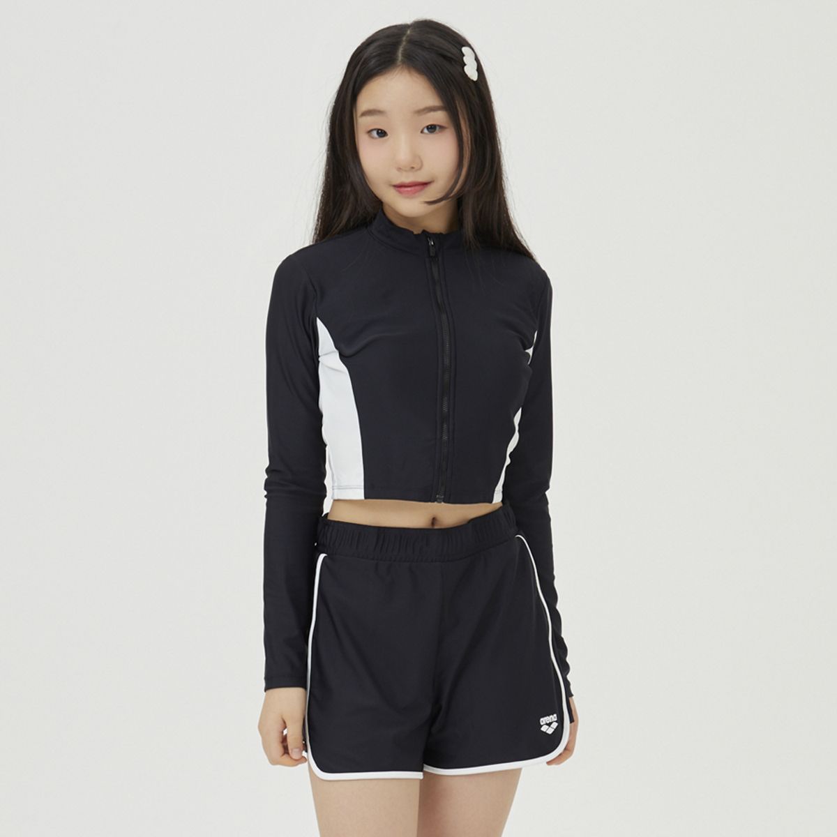 아레나 키즈(ARENA KIDS) 인스파이어 아동 레저 집업 래쉬가드 세트 A4BG1GS81BLK