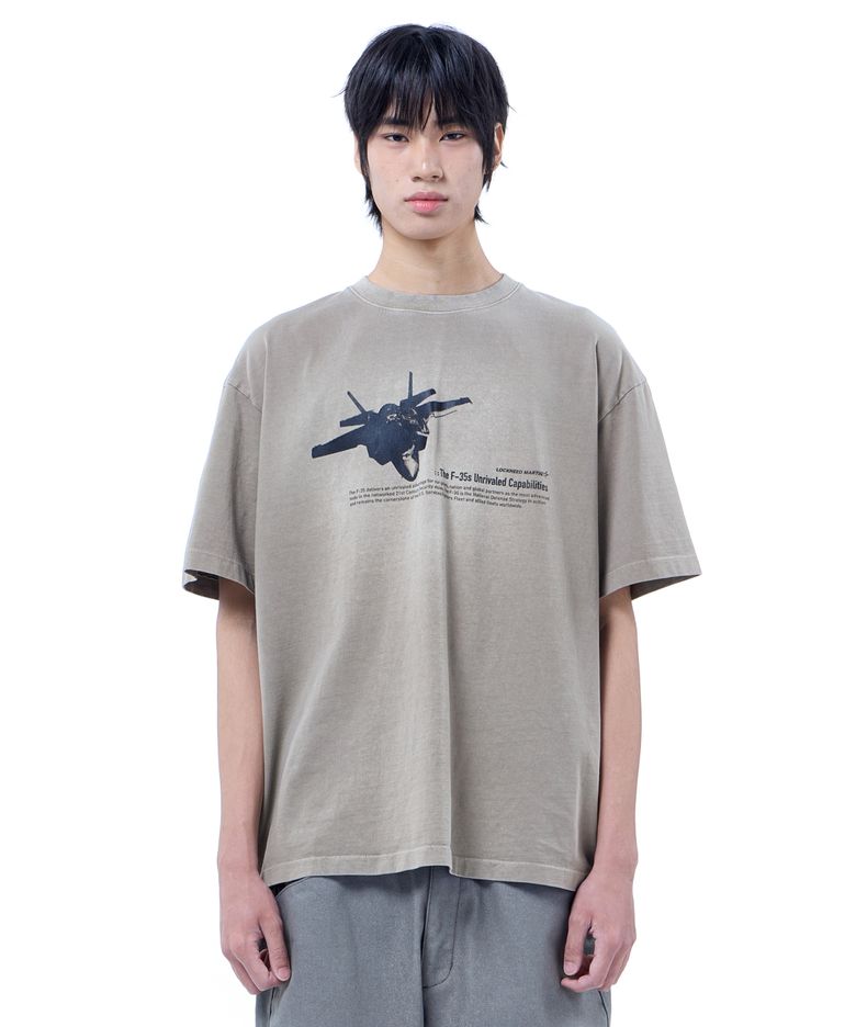 F35 GARMENT DYED BRUSH T-SHIRT (BROWN)