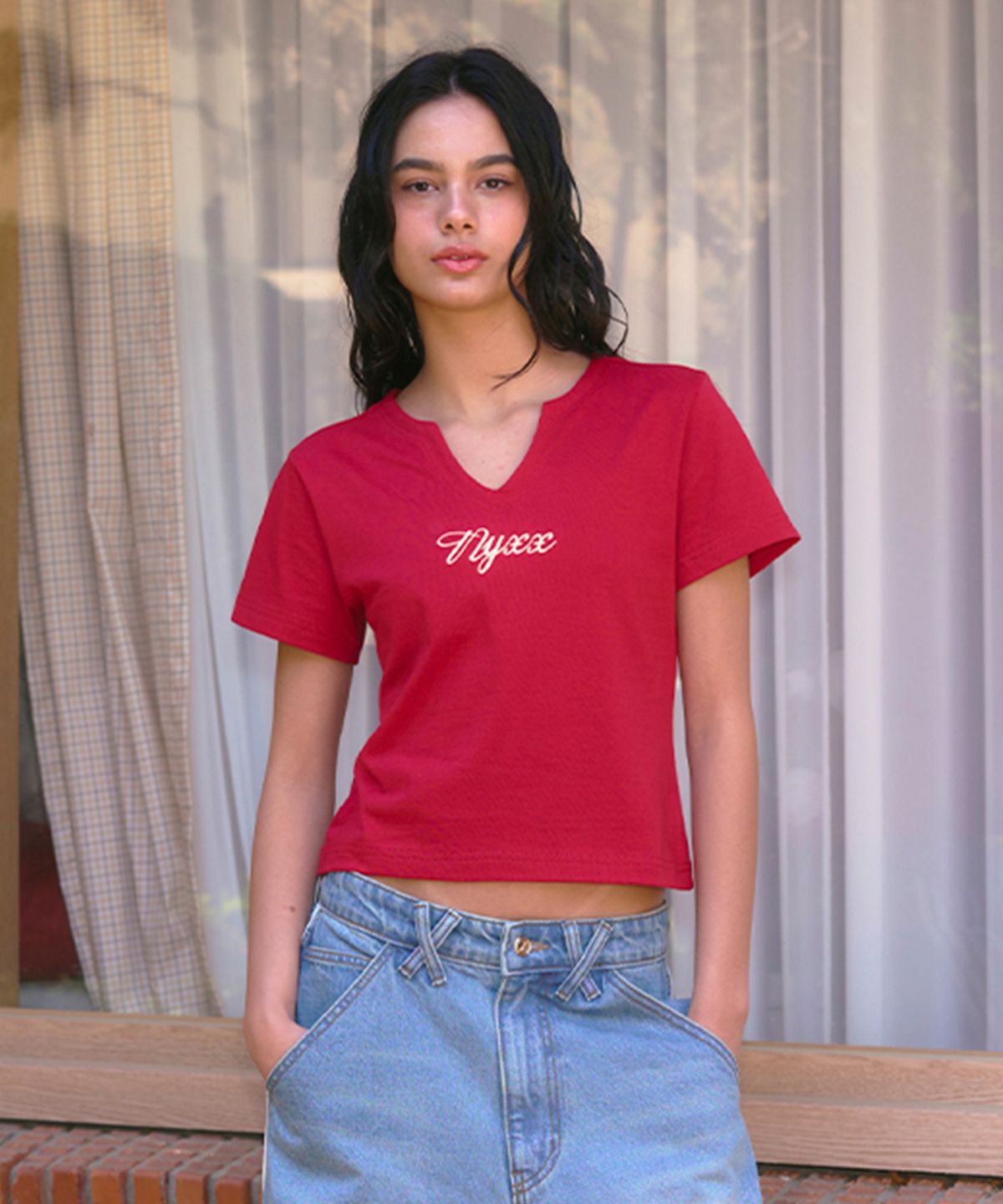엔와이엑스엑스(NYXX) CROP UNIFORM NUMBER 14 TEE RED
