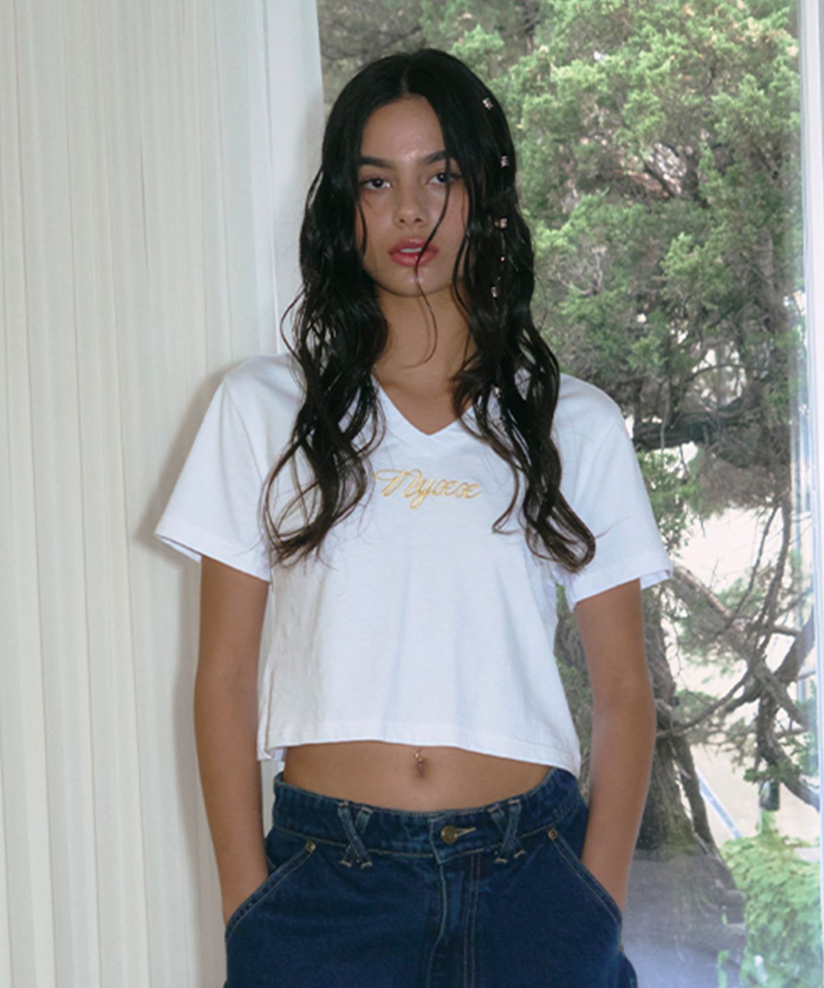 엔와이엑스엑스(NYXX) CROP UNIFORM NUMBER 14 TEE WHITE