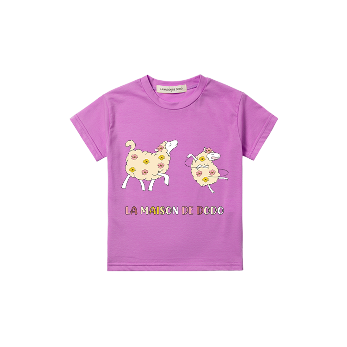 라메종드도도(LA MAISON DE DODO) Basic Dodo Short Sleeve T-Shirt with  Dancing Sheeps (Super Pink)_반팔티