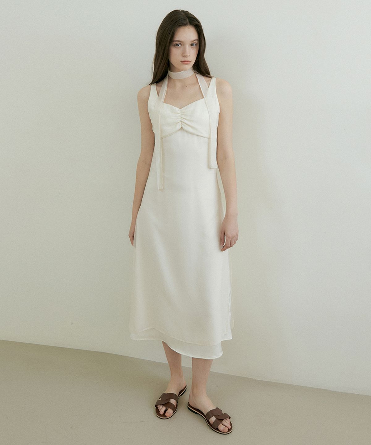 리올그(REORG) PETAL LAYERED TIE SLEEVELESS OPS CREAM