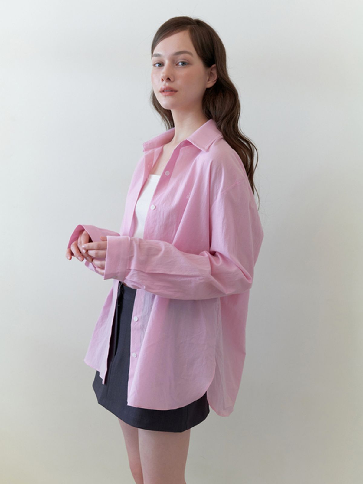카인더베이비(KINDABABY) basic loose logo shirts - pink