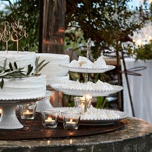 펄 화이트 3단 접시