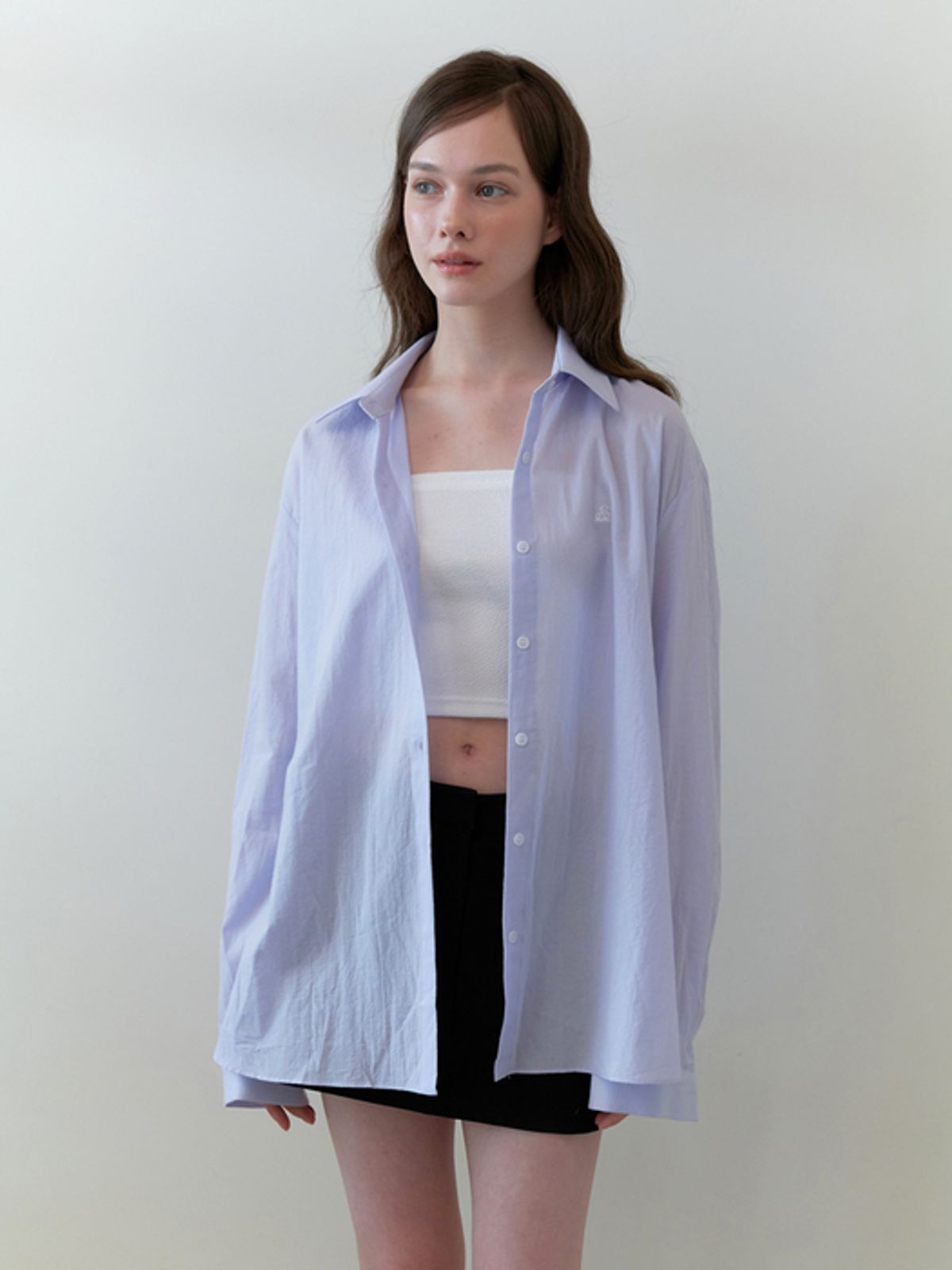 카인더베이비(KINDABABY) basic loose logo shirts - blue