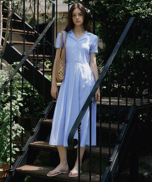 REORG OPEN COLLAR PLEATS OPS SKY BLUE