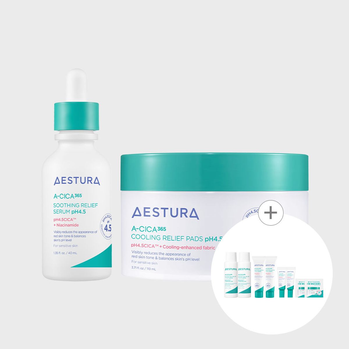 에스트라(AESTURA) 에이시카 365 흔적진정세럼 pH4.5  40ml  + 에이시카 365 쿨링팩패드 pH4.5  110ml